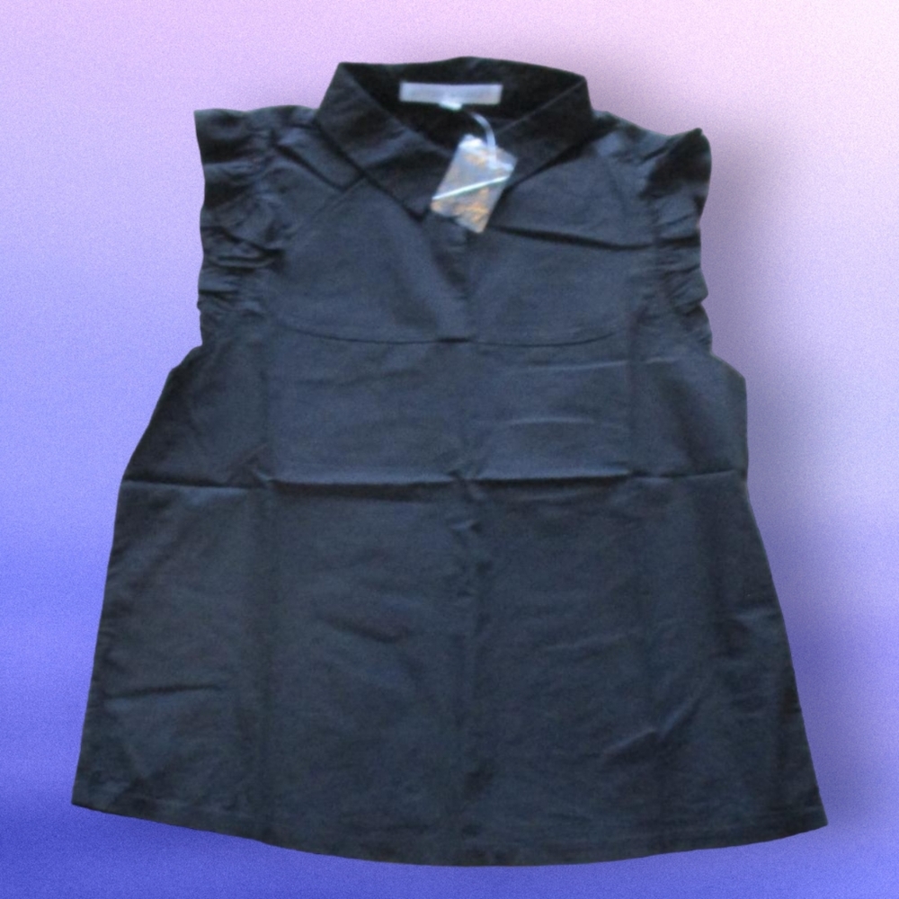 Women's Junior's Aftermarket Black Sleeveless Button Down Blouse, Size M